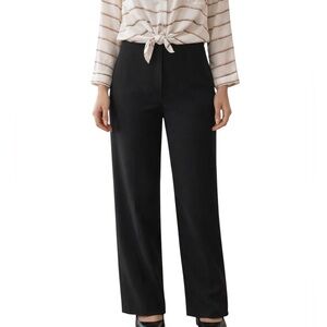 EILEEN FISHER Petite S Stretch Silk Georgette Wide Leg Trouser Dress Pants Black